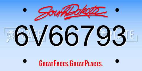 6V66793 South Dakota License Plate