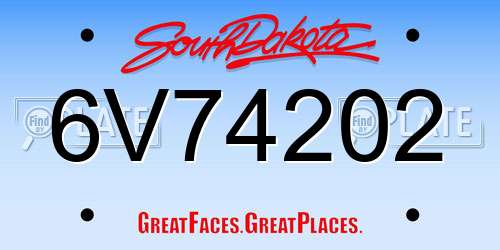 6V74202 South Dakota License Plate