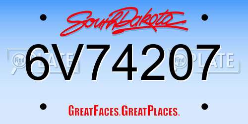6V74207 South Dakota License Plate