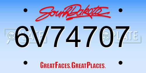 6V74707 South Dakota License Plate