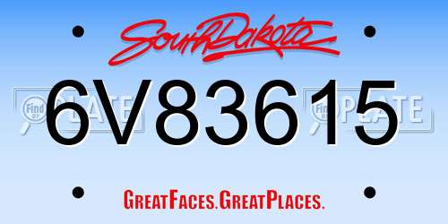 6V83615 South Dakota License Plate