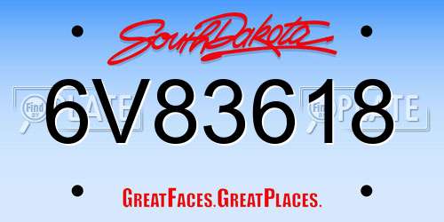 6V83618 South Dakota License Plate
