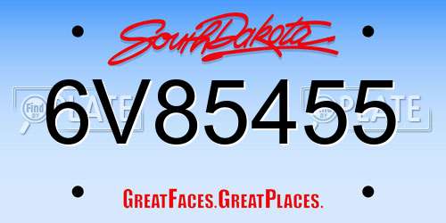 6V85455 South Dakota License Plate