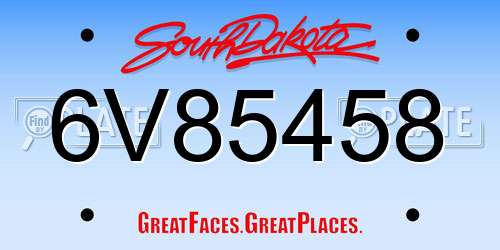 6V85458 South Dakota License Plate