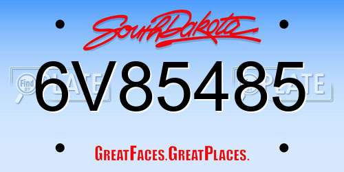 6V85485 South Dakota License Plate