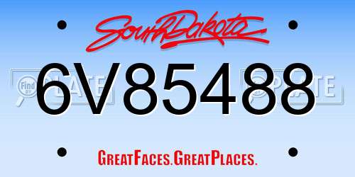 6V85488 South Dakota License Plate