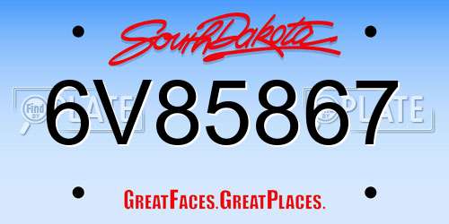 6V85867 South Dakota License Plate