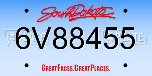 6V88455 South Dakota License Plate