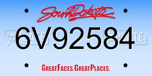 6V92584 South Dakota License Plate