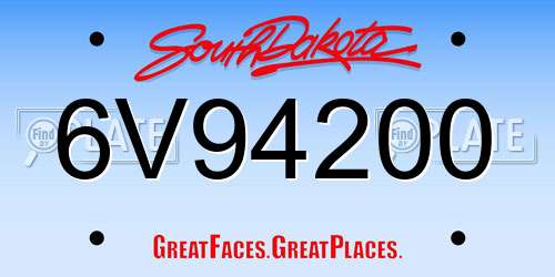 6V94200 South Dakota License Plate
