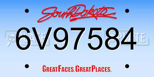 6V97584 South Dakota License Plate