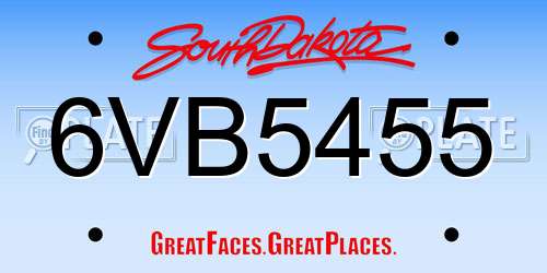 6VB5455 South Dakota License Plate