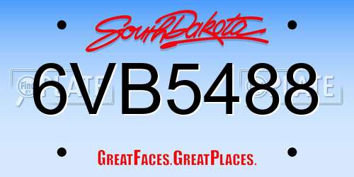 6VB5488 South Dakota License Plate