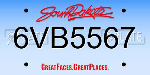 6VB5567 South Dakota License Plate