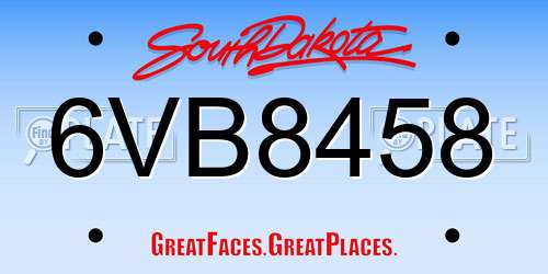 6VB8458 South Dakota License Plate