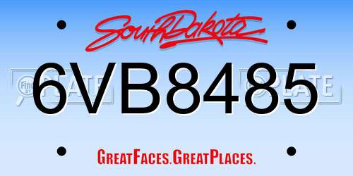 6VB8485 South Dakota License Plate