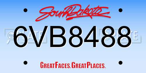 6VB8488 South Dakota License Plate