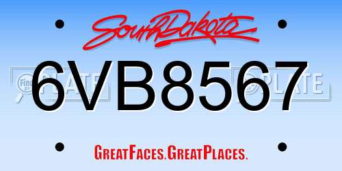 6VB8567 South Dakota License Plate