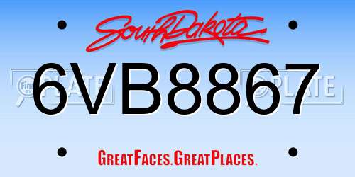 6VB8867 South Dakota License Plate