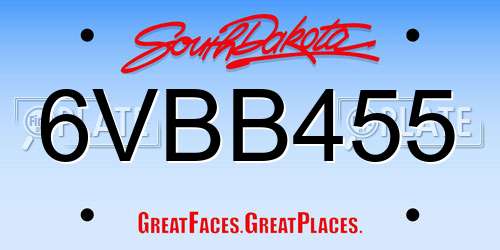 6VBB455 South Dakota License Plate