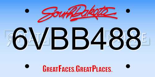 6VBB488 South Dakota License Plate