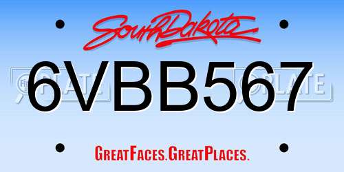 6VBB567 South Dakota License Plate
