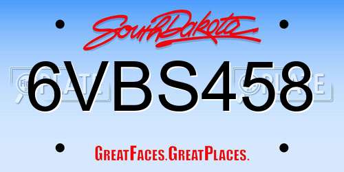 6VBS458 South Dakota License Plate