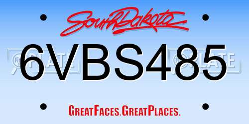 6VBS485 South Dakota License Plate