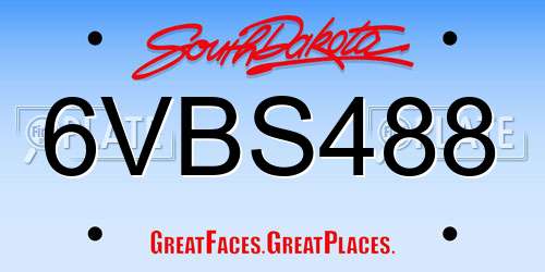 6VBS488 South Dakota License Plate