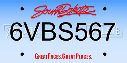 6VBS567 South Dakota License Plate