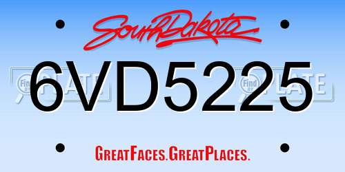 6VD5225 South Dakota License Plate