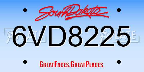 6VD8225 South Dakota License Plate