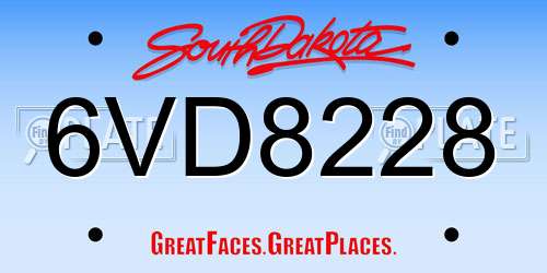 6VD8228 South Dakota License Plate