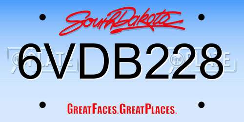 6VDB228 South Dakota License Plate