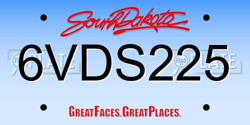 6VDS225 South Dakota License Plate