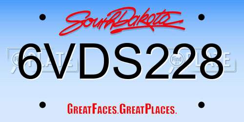 6VDS228 South Dakota License Plate