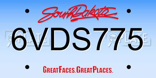 6VDS775 South Dakota License Plate