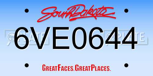 6VE0644 South Dakota License Plate