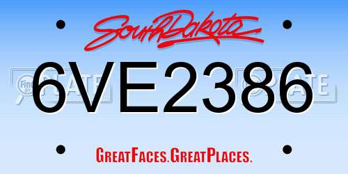 6VE2386 South Dakota License Plate