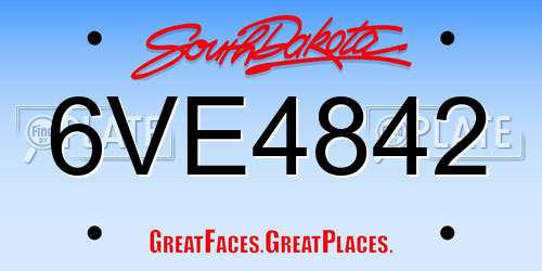 6VE4842 South Dakota License Plate