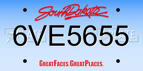 6VE5655 South Dakota License Plate