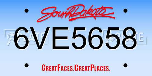 6VE5658 South Dakota License Plate