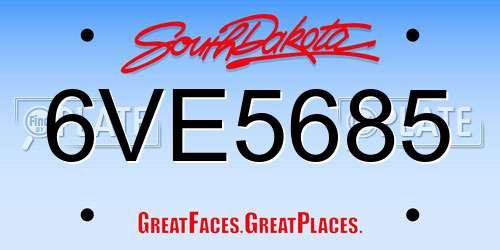 6VE5685 South Dakota License Plate