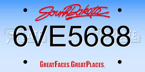6VE5688 South Dakota License Plate