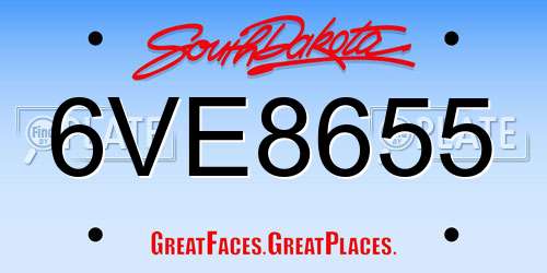 6VE8655 South Dakota License Plate