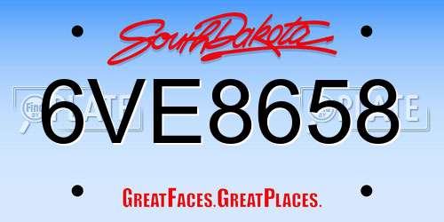 6VE8658 South Dakota License Plate