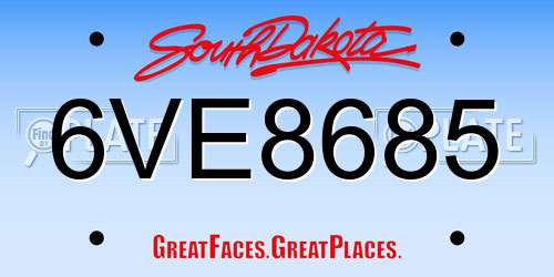 6VE8685 South Dakota License Plate