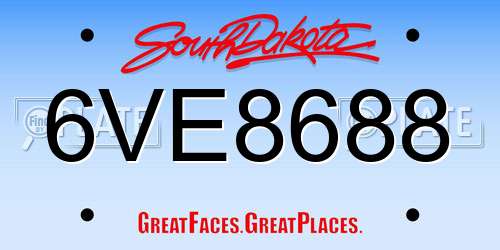 6VE8688 South Dakota License Plate