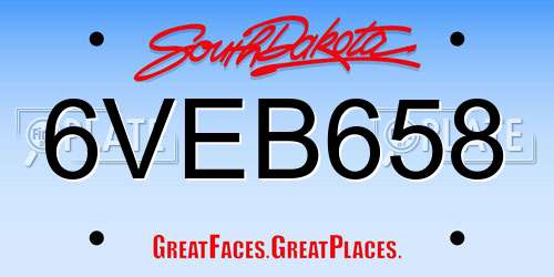 6VEB658 South Dakota License Plate
