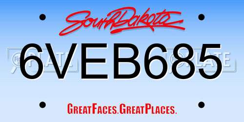 6VEB685 South Dakota License Plate